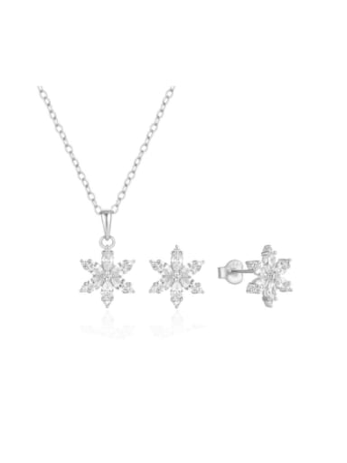 custom 925 Sterling Silver Cubic Zirconia Dainty Flower  Earring and Necklace Set