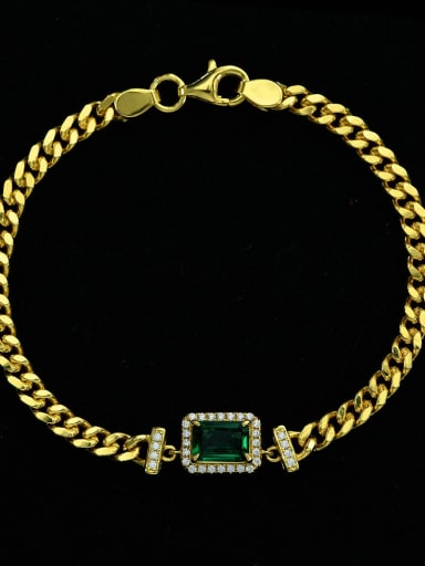 Cultivate Emerald 925 Sterling Silver High Carbon Diamond Geometric Dainty Link Bracelet