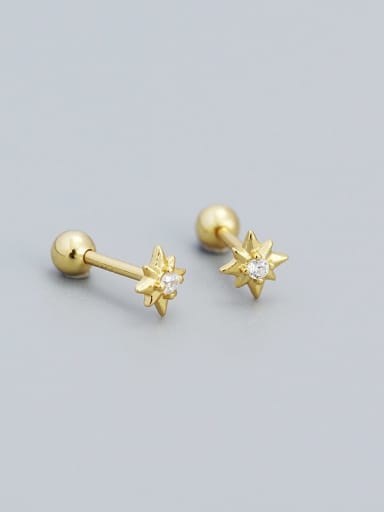 Golden (white stone) 925 Sterling Silver Enamel Geometric Minimalist Stud Earring