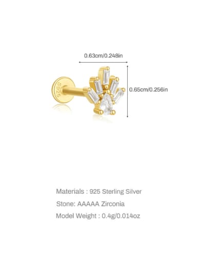 Single Gold 3 925 Sterling Silver Cubic Zirconia Geometric Minimalist Single Earring