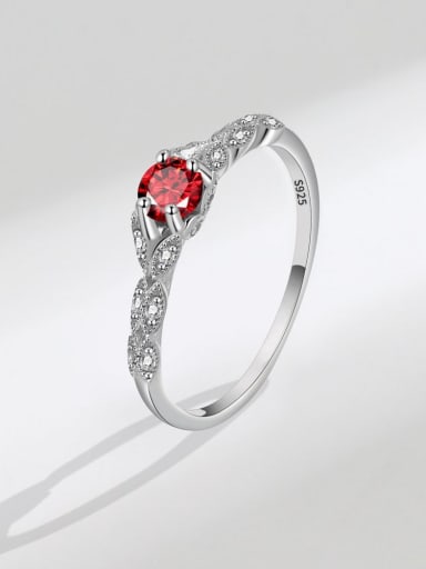 Platinum (red diamond) 925 Sterling Silver Cubic Zirconia Geometric Dainty Band Ring