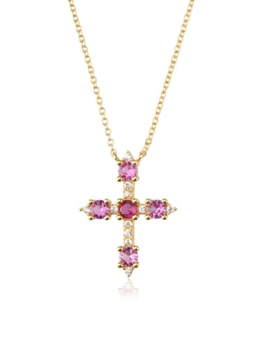 18k Gold Rose Necklace 925 Sterling Silver Cubic Zirconia Cross Dainty Regligious Necklace