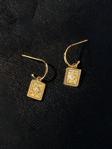 A3233 Gold Earrings 925 Sterling Silver Hip Hop Geometric  Earring and Necklace Set