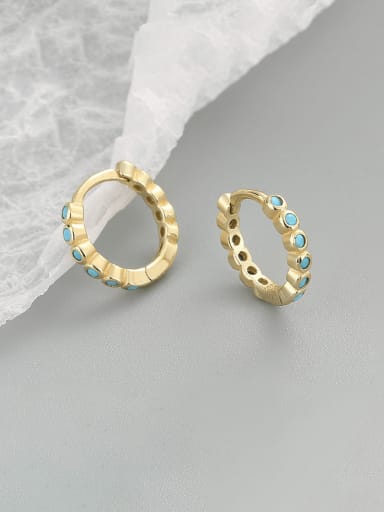 Gold color 925 Sterling Silver Turquoise Geometric Dainty Stud Earring