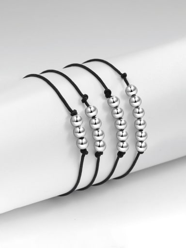 925 Sterling Silver Bead Geometric Minimalist Adjustable Bracelet