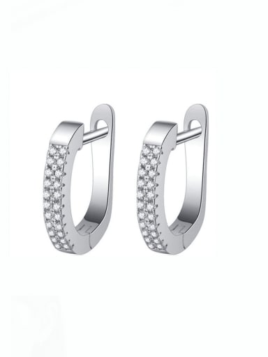 925 Sterling Silver Cubic Zirconia Geometric Luxury Huggie Earring