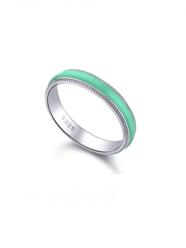 Platinum green AY120216 925 Sterling Silver Enamel Geometric Minimalist Band Ring