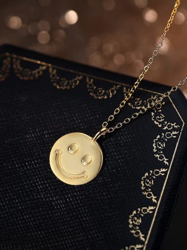 925 Sterling Silver Smiley Minimalist Necklace