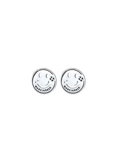 925 Sterling Silver Smiley Minimalist Stud Earring