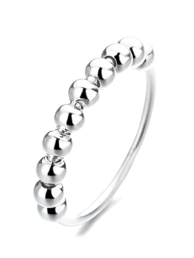 925 Sterling Silver Movable transfer beads Minimalist Band Ring
