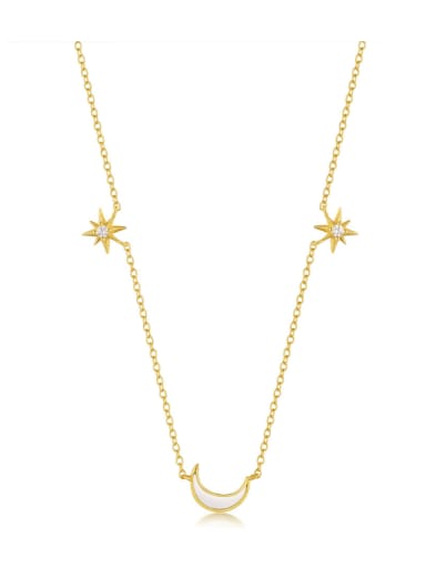 925 Sterling Silver Shell Star Moon Dainty Necklace