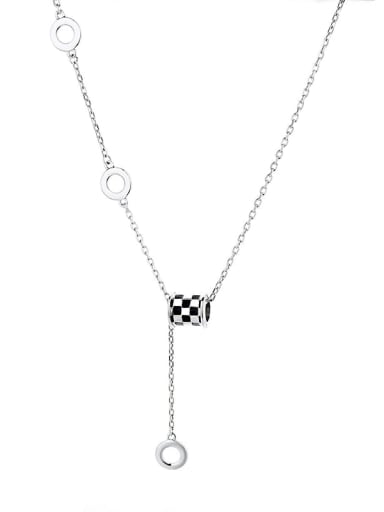 925 Sterling Silver Enamel Vintage Lariat Necklace
