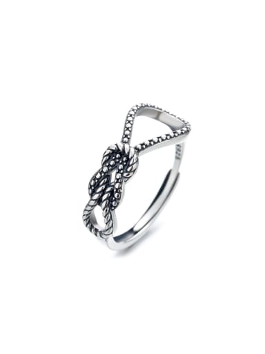 925 Sterling Silver Vintage Asymmetric knotted bow Band Ring