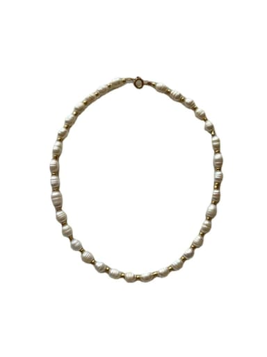 Titanium Steel Freshwater Pearl Geometric Bohemia Beaded Necklace