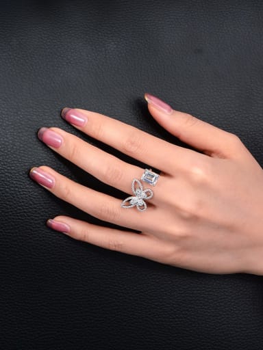 925 Sterling Silver High Carbon Diamond Butterfly Dainty Ring