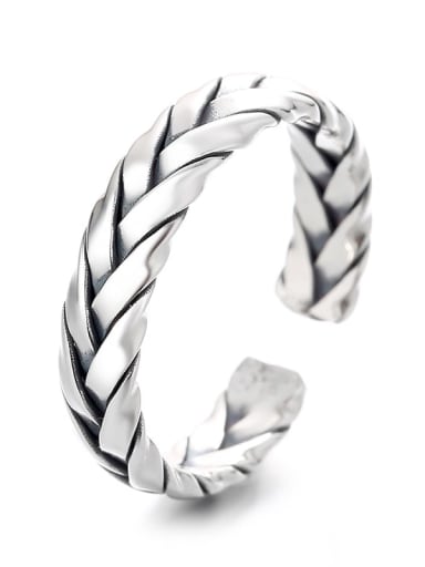 626JS3.5g 925 Sterling Silver Geometric hand braided braids Vintage Band Ring