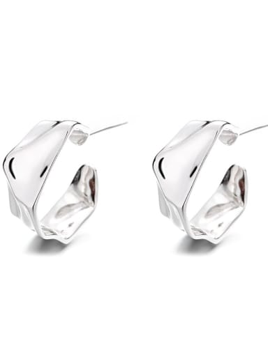 125R white gold, about 4.4g, right 925 Sterling Silver Geometric Trend Stud Earring