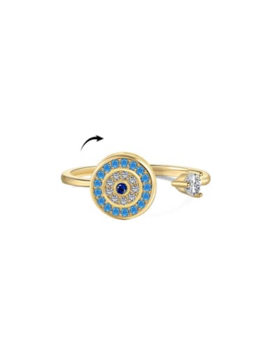 gold DY120854 S G BA 925 Sterling Silver Cubic Zirconia Evil Eye Dainty Band Ring