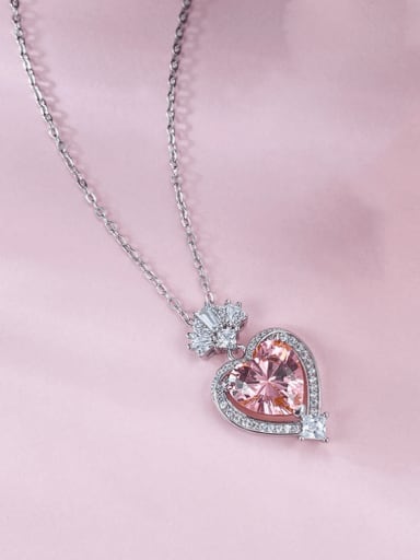 custom 925 Sterling Silver High Carbon Diamond Heart Dainty Necklace