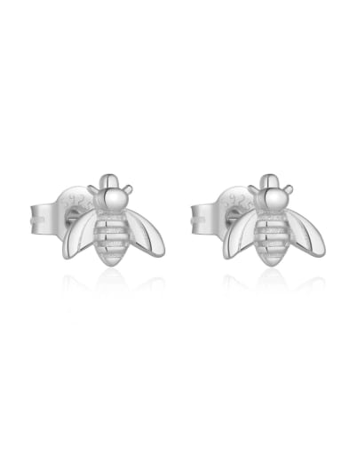 Platinum [Bee] 925 Sterling Silver Bee Trend Stud Earring