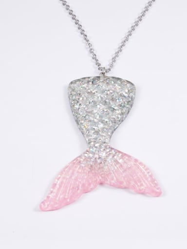 Color 4 Stainless steel Resin   Cute Wind Fish Tail Peendant Necklace