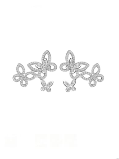 925 Sterling Silver Cubic Zirconia Butterfly Luxury Cluster Earring