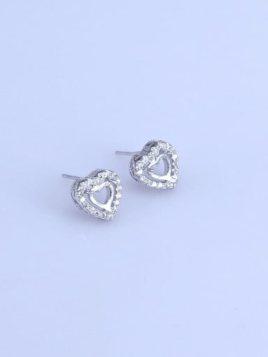 custom 925 Sterling Silver 18K White Gold Plated Heart Earring Setting Stone size: 5*5mm