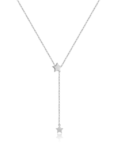 Platinum [Star] 925 Sterling Silver Moon  Trend Tassel Necklace