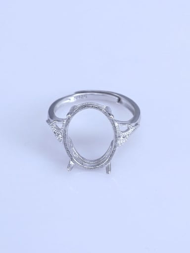 925 Sterling Silver 18K White Gold Plated Round Ring Setting Stone size: 9*11 10*12 12*16 13*17MM