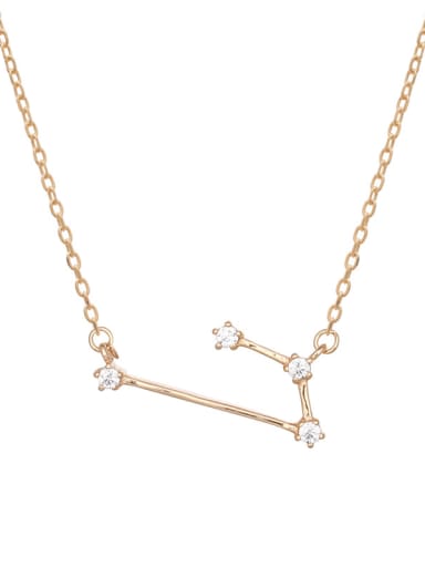 A802 Aries with champagne gold plating 925 Sterling Silver Cubic Zirconia Constellation Minimalist Necklace