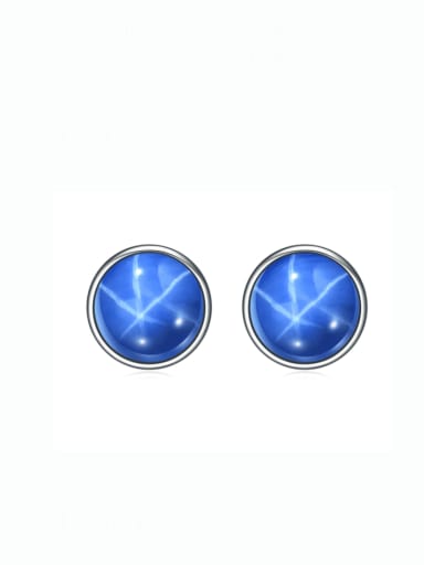 blue 925 Sterling Silver Natural Gemstone Geometric Luxury Stud Earring