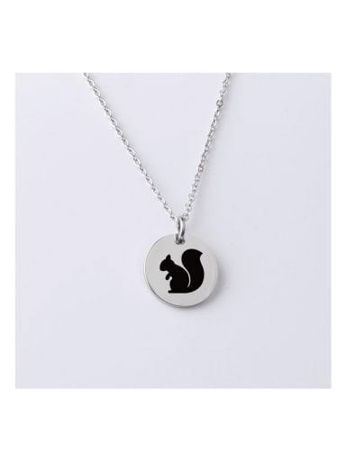 Stainless Steel Circle Cute Animal Pendant Necklace