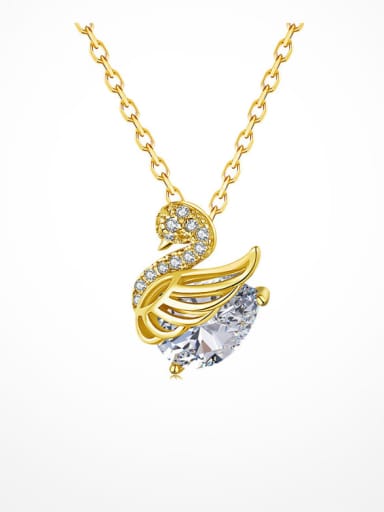 925 Sterling Silver High Carbon Diamond  Luxury Swan Pendant  Necklace