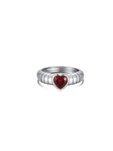925 Sterling Silver Cubic Zirconia Heart Dainty Band Ring