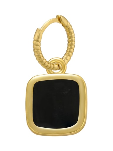 black Brass Enamel Geometric Drop Earring by Pair