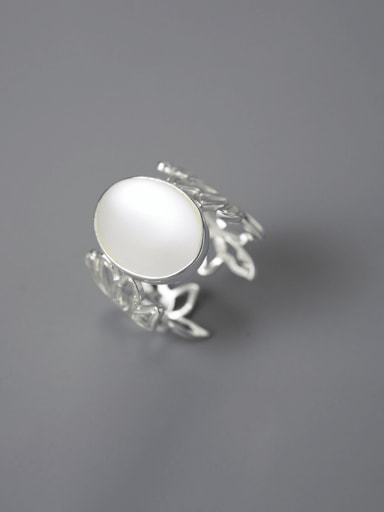 925 Sterling Silver Natural Stone Flower Artisan Band Ring