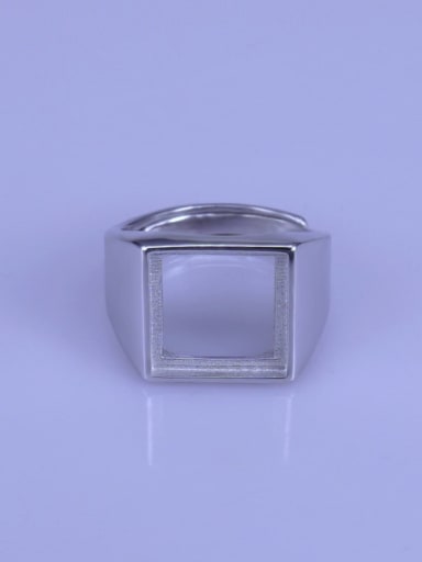 925 Sterling Silver 18K White Gold Plated Square Ring Setting Stone size: 12*12mm