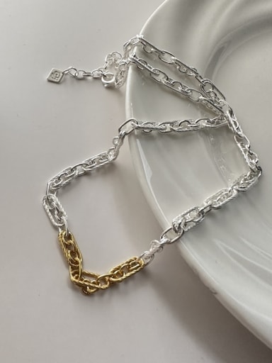 925 Sterling Silver Geometric Trend Link Necklace