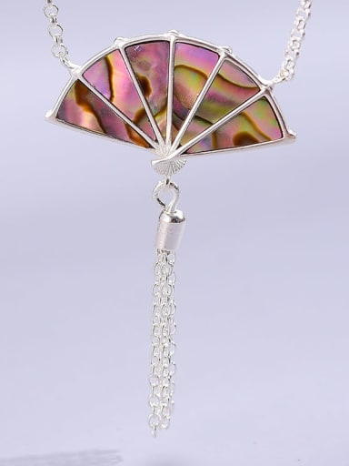 Silver powder 925 Sterling Silver Antique and elegant folding scallop shell creative handmade Tassel Artisan Necklace