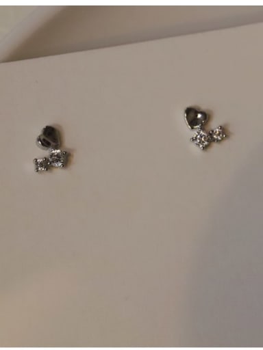 925 Sterling Silver Cubic Zirconia Heart Minimalist Stud Earring