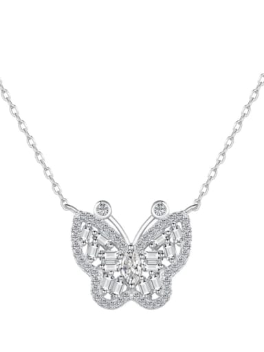 925 Sterling Silver Cubic Zirconia Butterfly Dainty Necklace