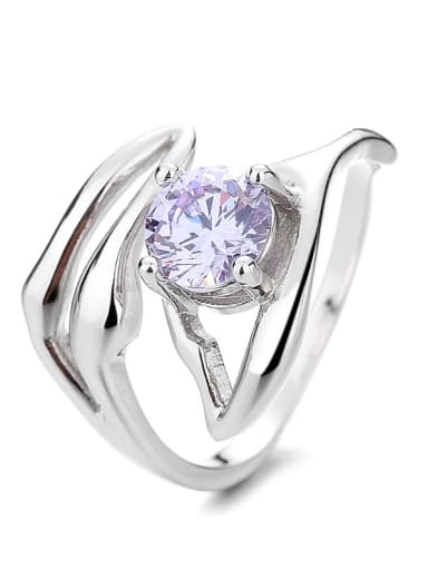 Df200 platinum about 3.6g 925 Sterling Silver Cubic Zirconia Purple Leaf Vintage Band Ring