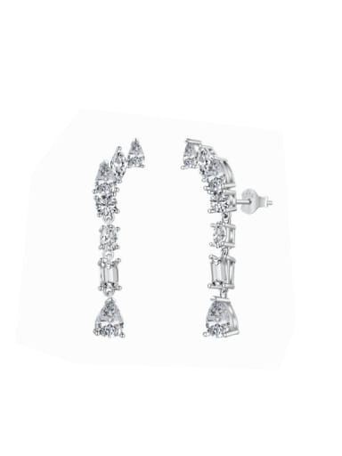 925 Sterling Silver Cubic Zirconia Geometric Dainty Cluster Earring