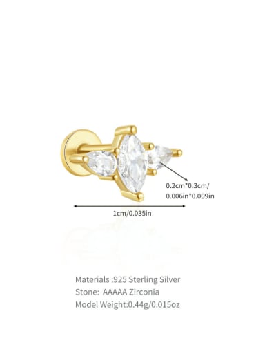 Single Gold 2 925 Sterling Silver Cubic Zirconia Geometric Dainty Single Earring