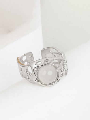 925 Sterling Silver Imitation Pearl Irregular Vintage Band Ring
