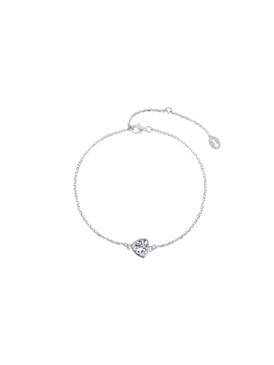 925 Sterling Silver Cubic Zirconia Heart Dainty Bracelet