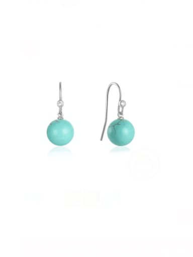 Platinum 2 925 Sterling Silver Turquoise Geometric Dainty Drop Earring