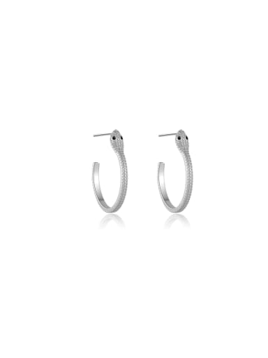 925 Sterling Silver Cubic Zirconia Snake Trend Hoop Earring