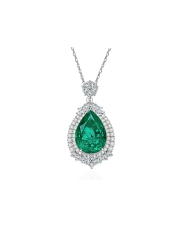 Emerald 925 Sterling Silver Natural Color Treasure Topaz Water Drop Luxury Necklace