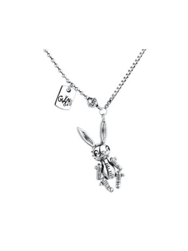 custom 925 Sterling Silver Rabbit Hip Hop Necklace